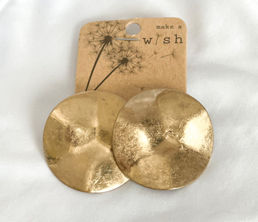 Large Worn Gold Circle Earrings